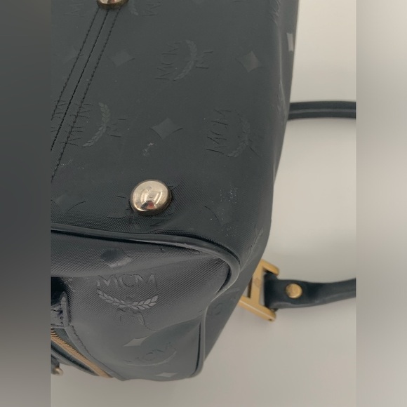 EUC MCM Black Visetos Nylon & Leather Boston Style Satchel Bag - Picture 12 of 15